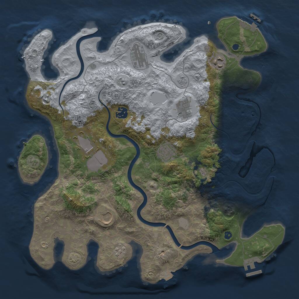 Rust Map: Procedural Map, Size: 3750, Seed: 145678766, 14 Monuments