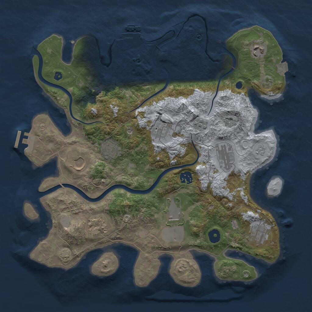 Rust Map: Procedural Map, Size: 3650, Seed: 538528, 16 Monuments