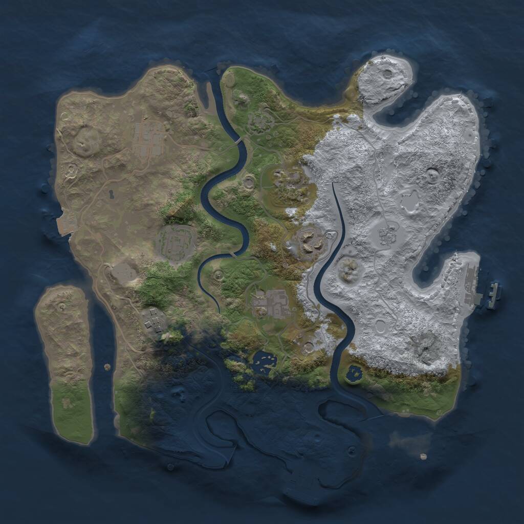 Rust Map: Procedural Map, Size: 3200, Seed: 54364029, 13 Monuments