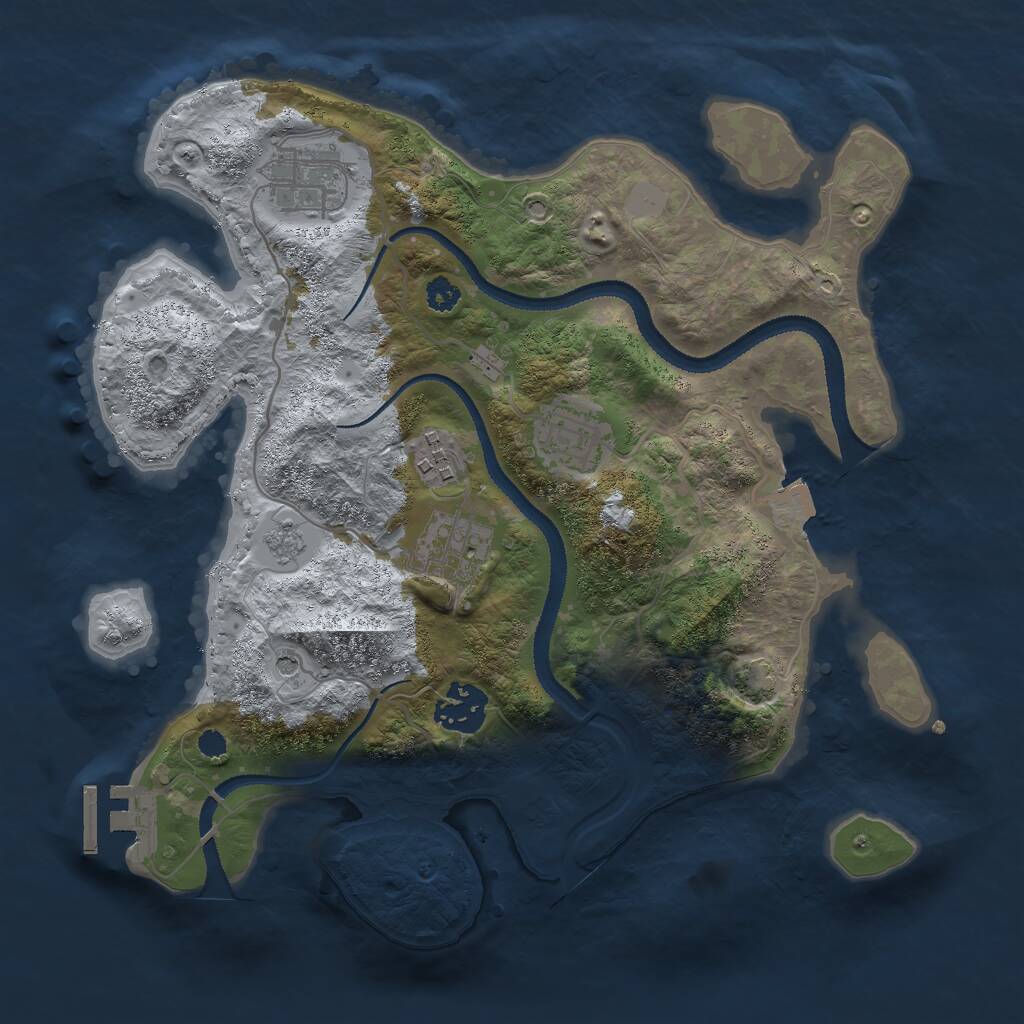Rust Map: Procedural Map, Size: 3000, Seed: 43839, 10 Monuments