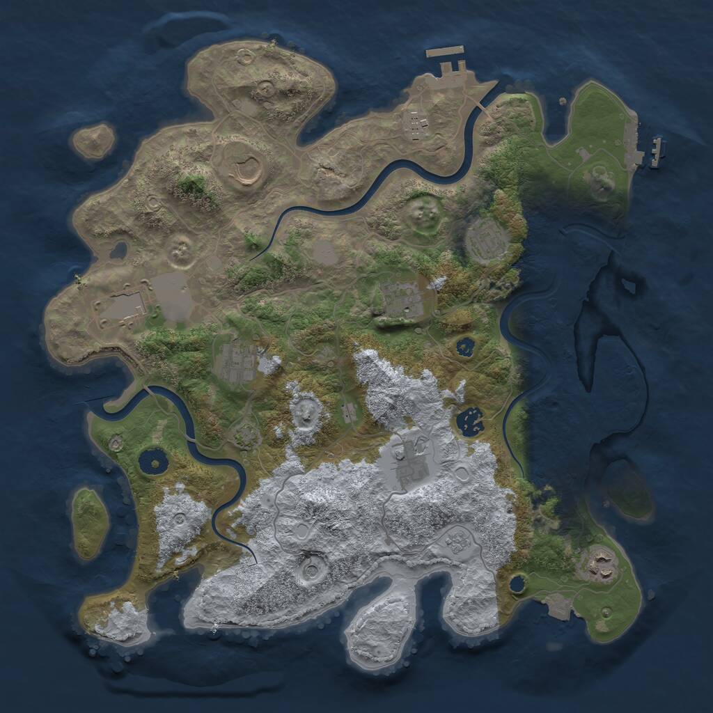 Rust Map: Procedural Map, Size: 3800, Seed: 40857309, 15 Monuments