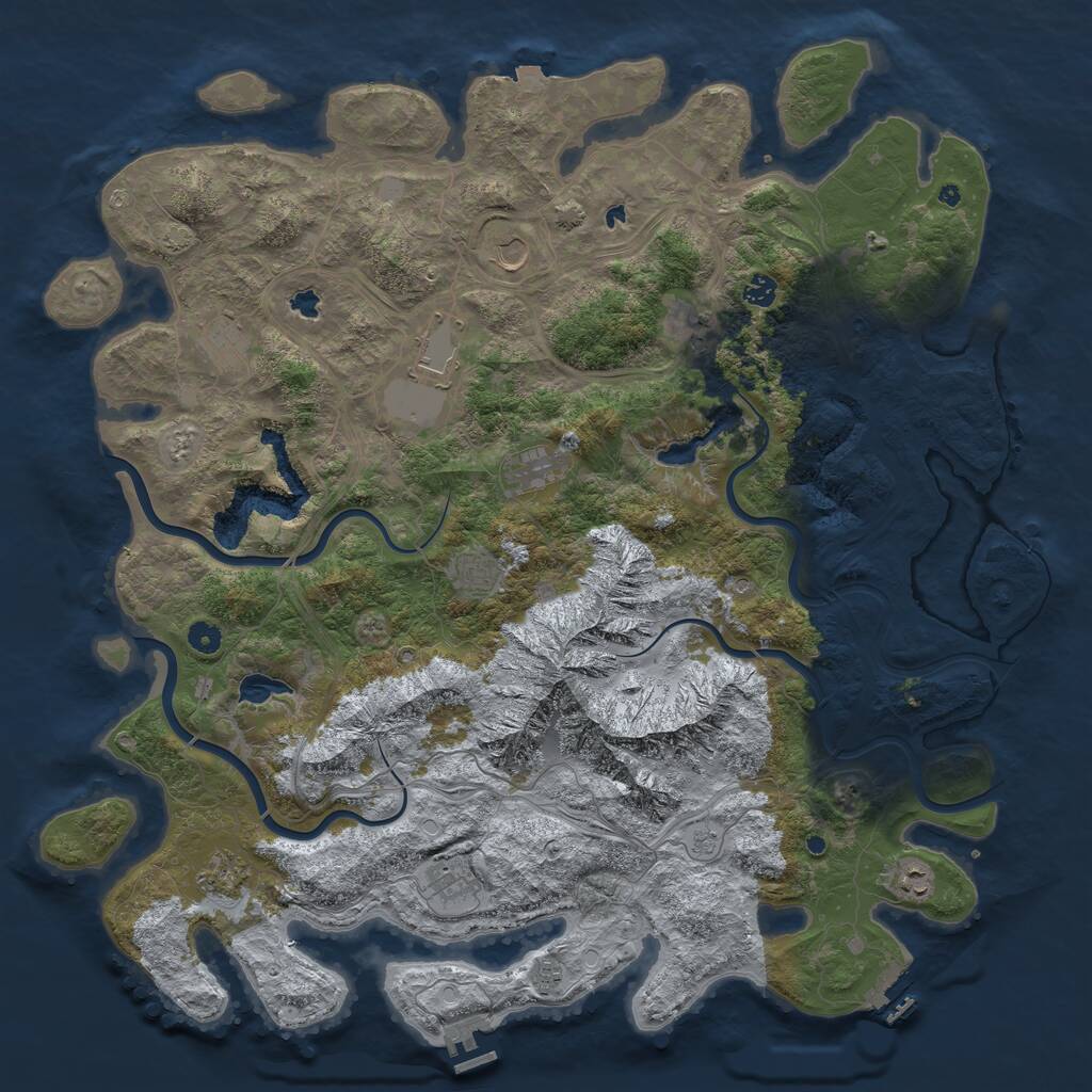 Rust Map: Procedural Map, Size: 5000, Seed: 8657345, 17 Monuments
