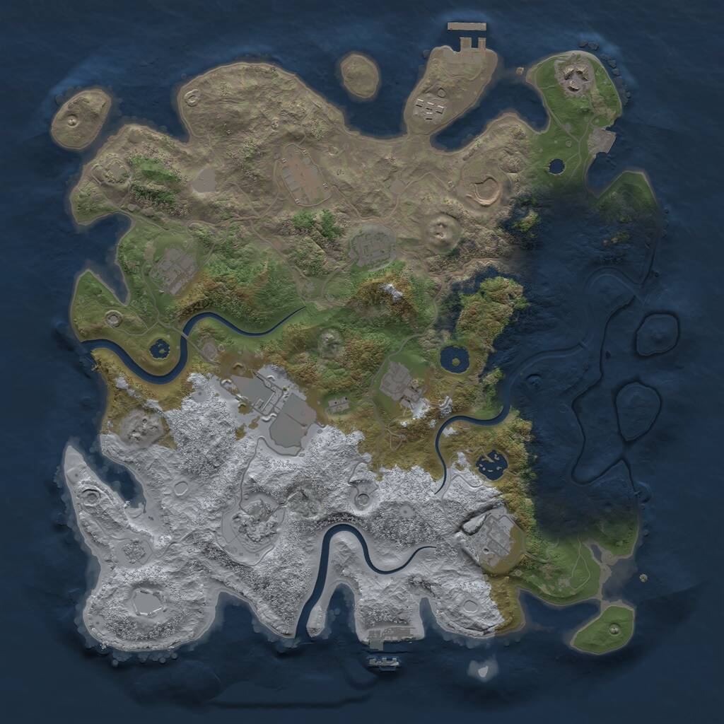 Rust Map: Procedural Map, Size: 3800, Seed: 49555175, 17 Monuments