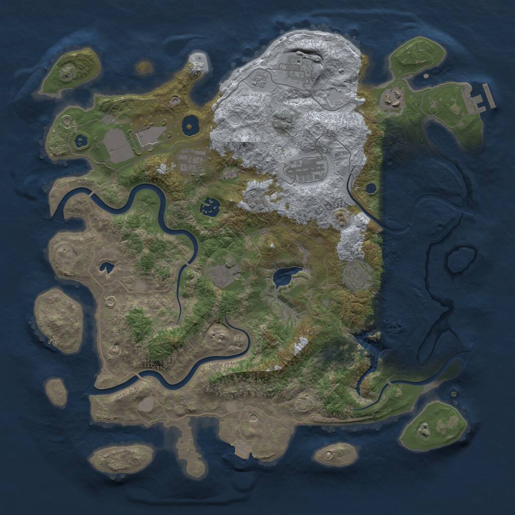 Rust Map: Procedural Map, Size: 4000, Seed: 1936948004, 14 Monuments