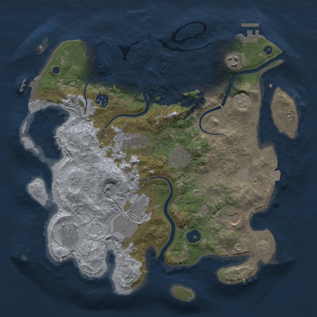Rust Map: Procedural Map, Size: 3600, Seed: 496777, 14 Monuments