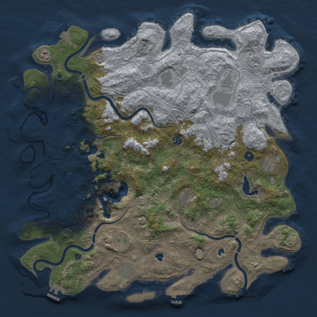 Rust Map: Procedural Map, Size: 4900, Seed: 896752362, 16 Monuments