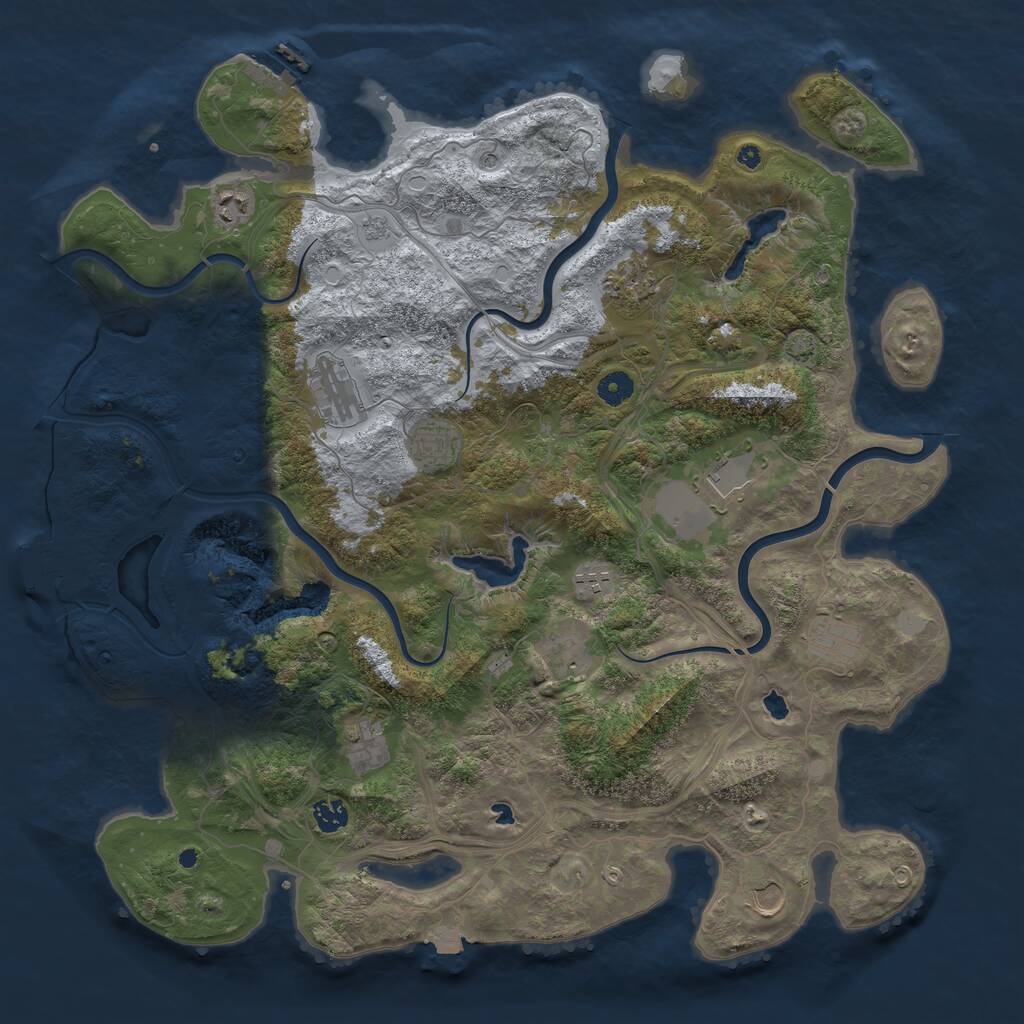 Rust Map: Procedural Map, Size: 4500, Seed: 1992723065, 17 Monuments