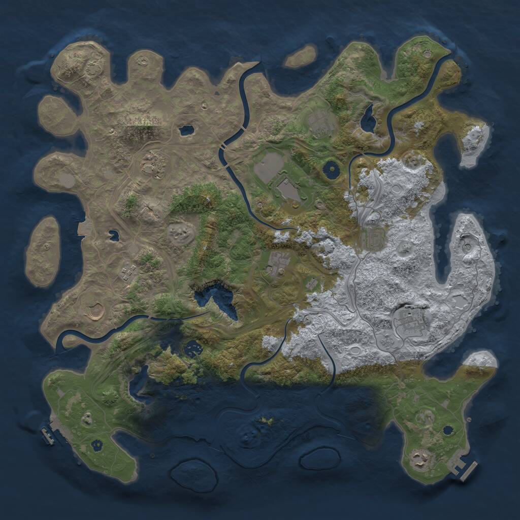 Rust Map: Procedural Map, Size: 4500, Seed: 2080308784, 16 Monuments