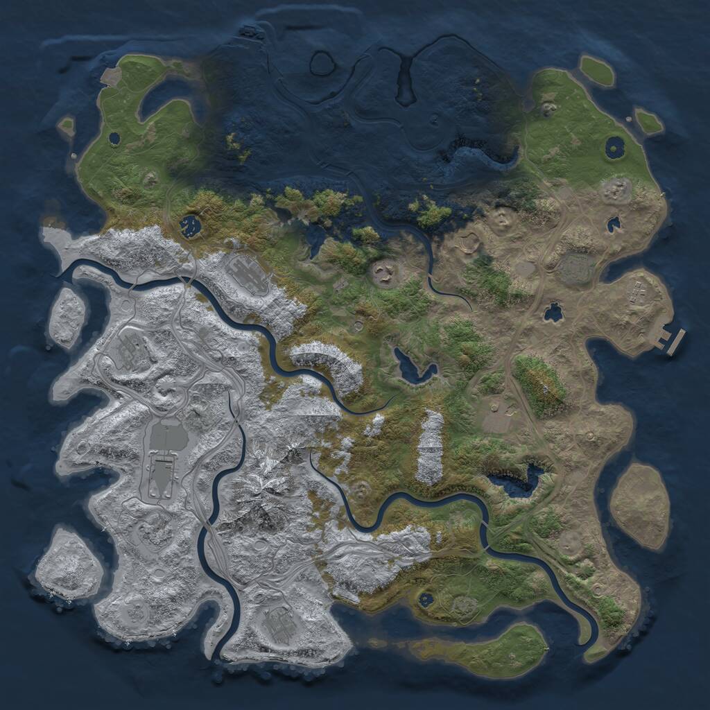Rust Map: Procedural Map, Size: 5000, Seed: 682438532, 17 Monuments