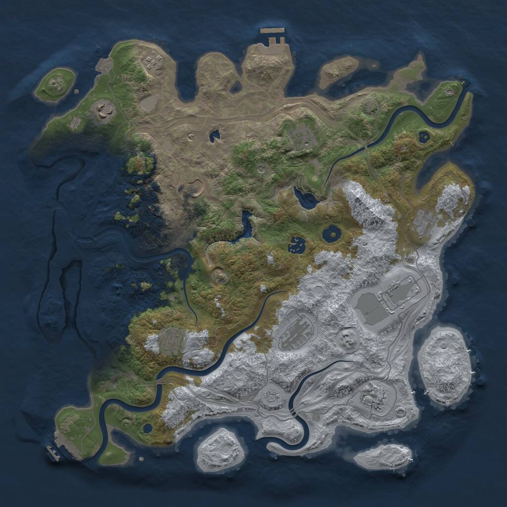 Rust Map: Procedural Map, Size: 4250, Seed: 908953863, 16 Monuments