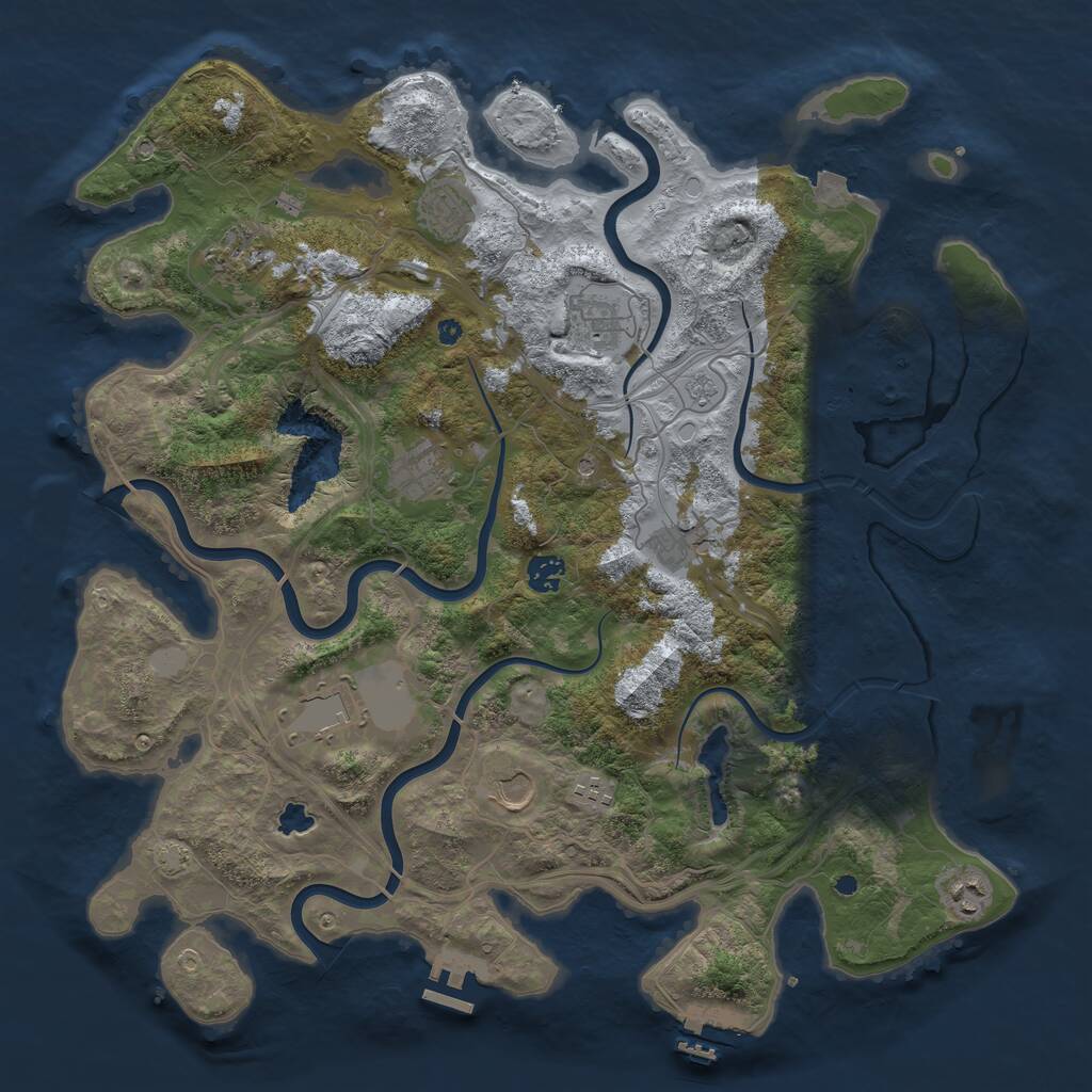 Rust Map: Procedural Map, Size: 4250, Seed: 84736291, 16 Monuments