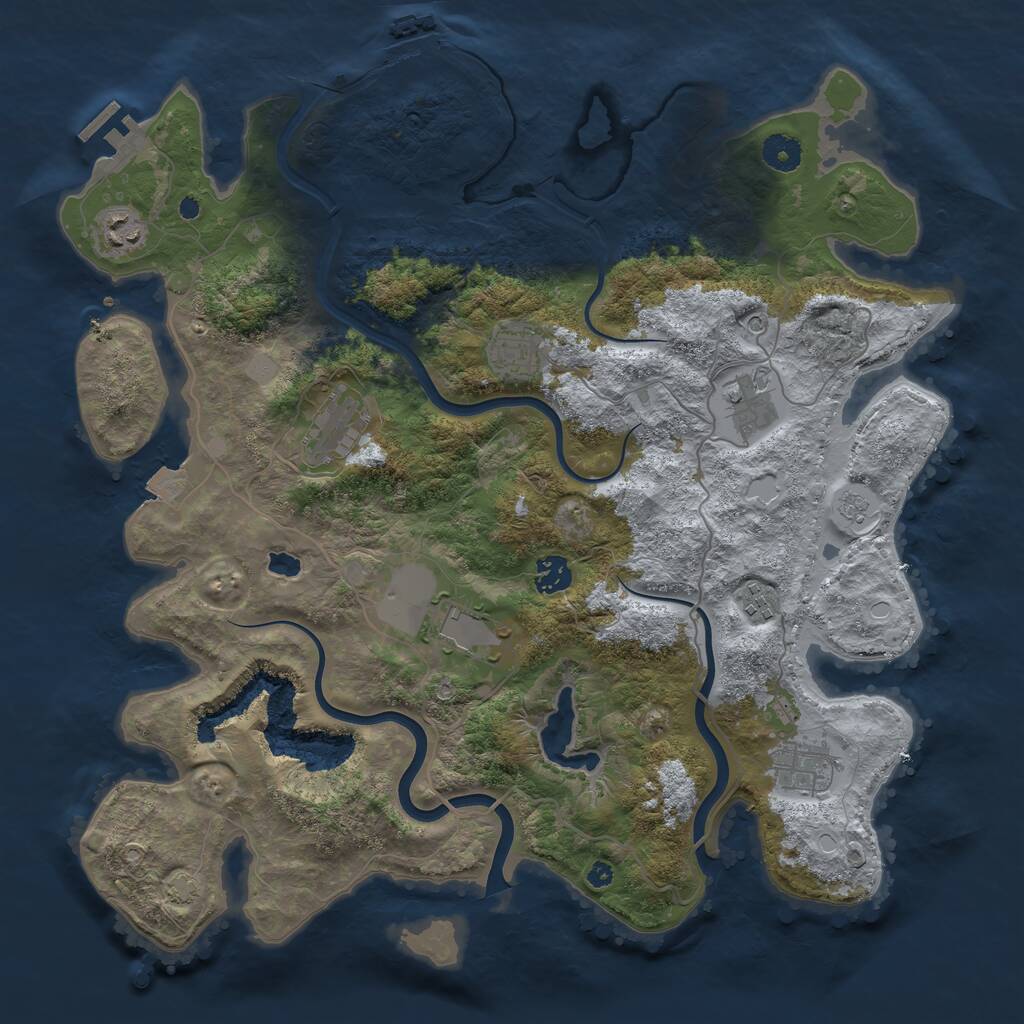 Rust Map: Procedural Map, Size: 4000, Seed: 66685437, 14 Monuments