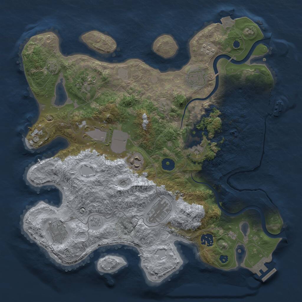 Rust Map: Procedural Map, Size: 3500, Seed: 5799412, 15 Monuments