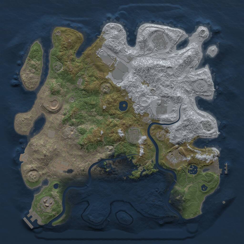 Rust Map: Procedural Map, Size: 3750, Seed: 158720253, 16 Monuments