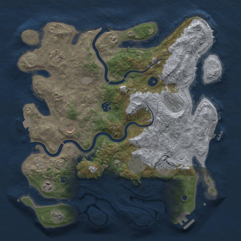 Rust Map: Procedural Map, Size: 3700, Seed: 702616499, 14 Monuments