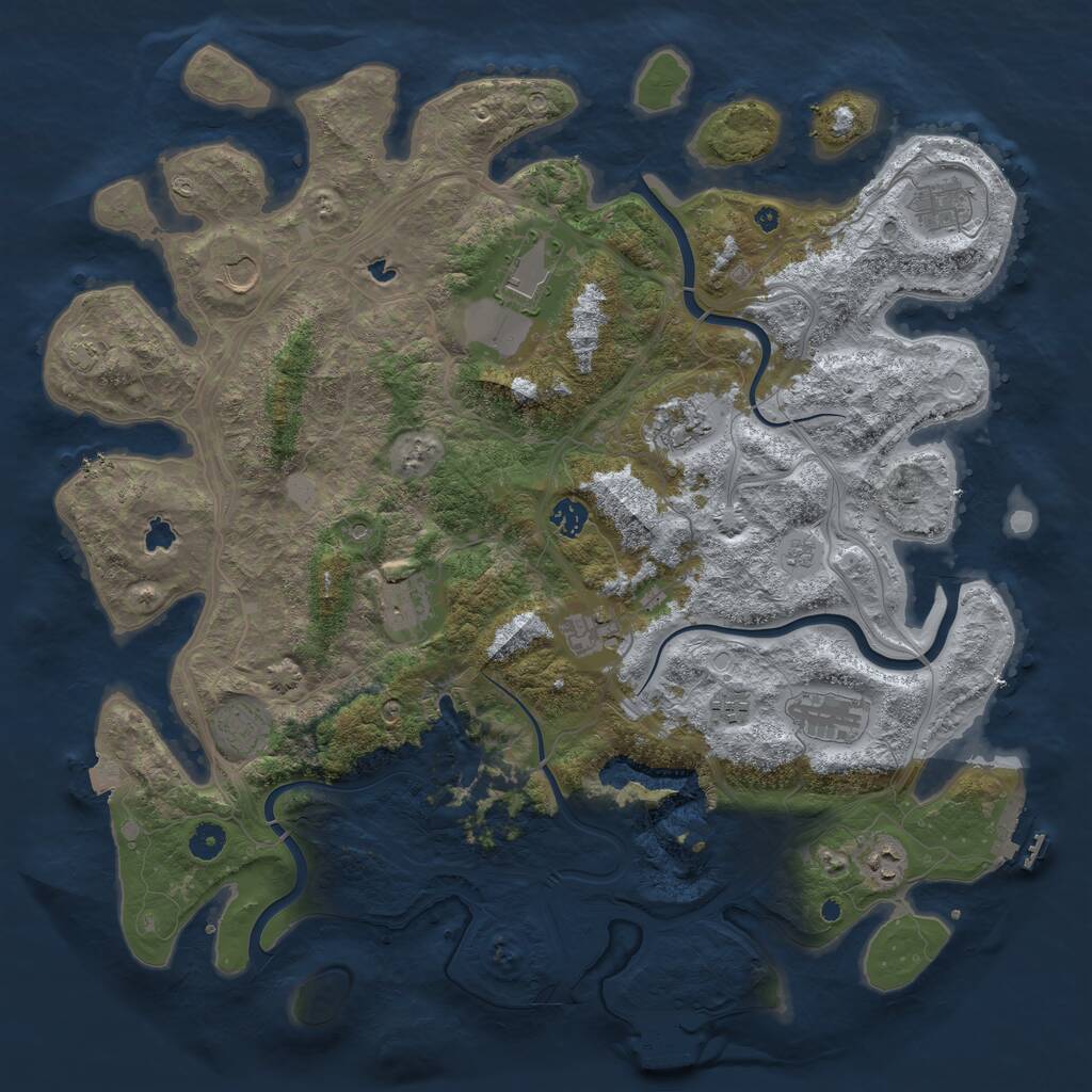 Rust Map: Procedural Map, Size: 4500, Seed: 838578249, 17 Monuments