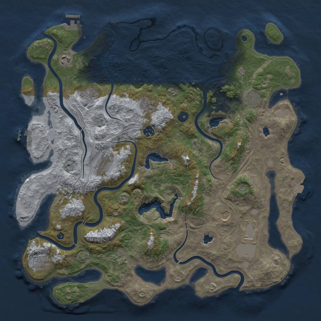 Rust Map: Procedural Map, Size: 4500, Seed: 229119707, 17 Monuments