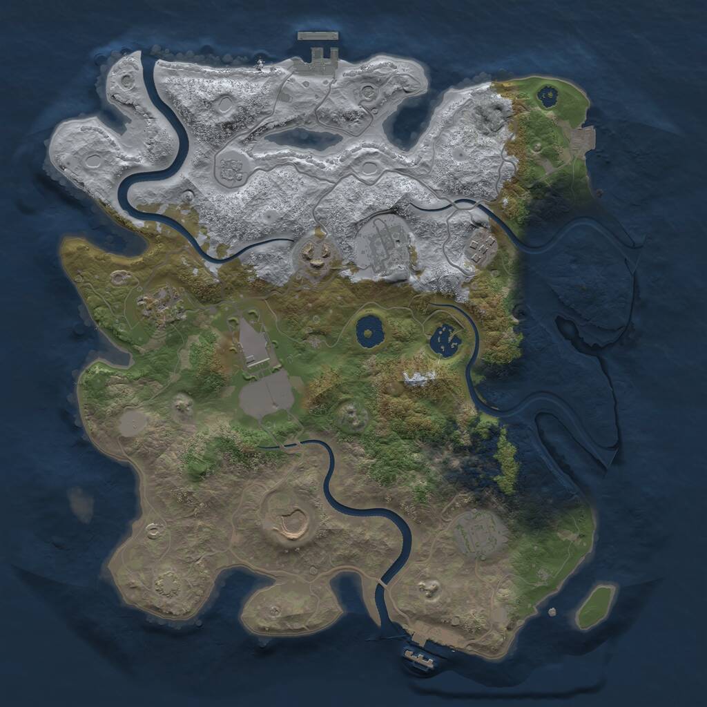 Rust Map: Procedural Map, Size: 3500, Seed: 1658723481, 14 Monuments