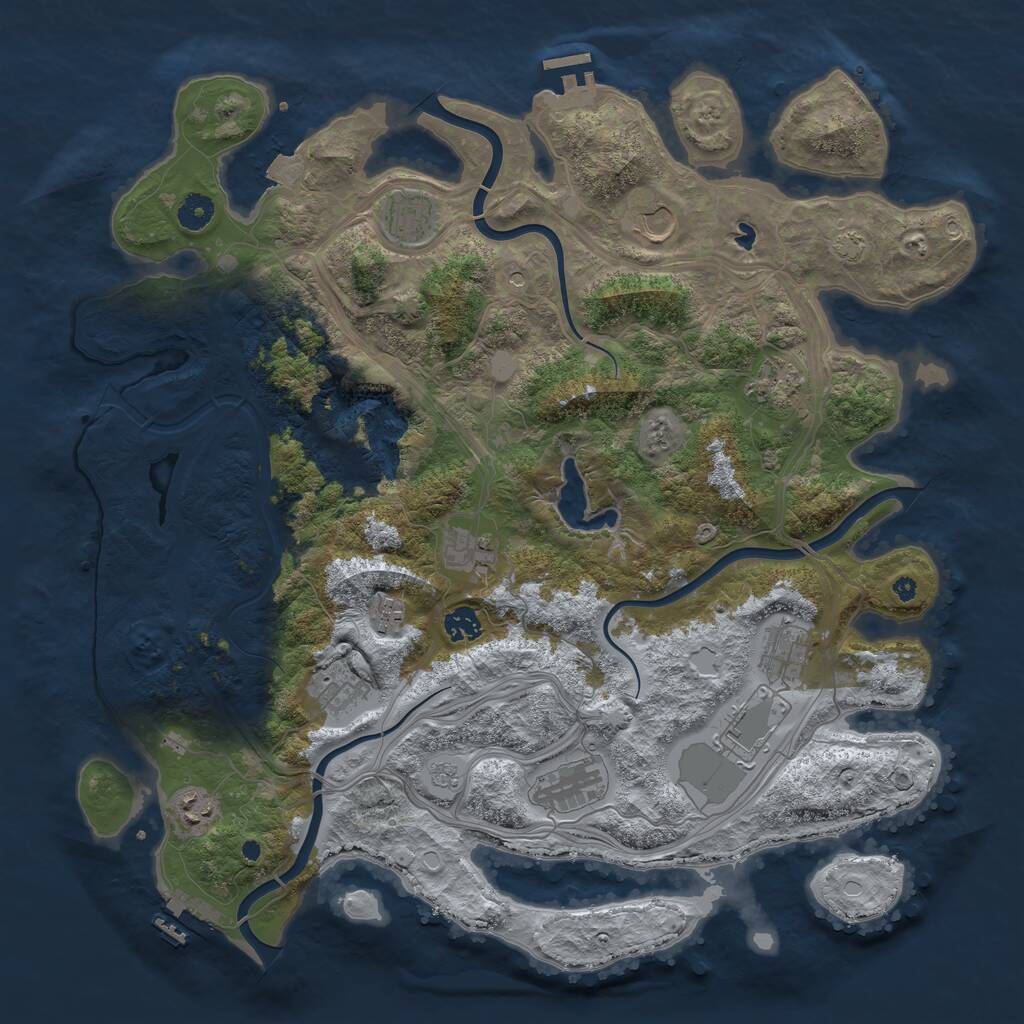 Rust Map: Procedural Map, Size: 4300, Seed: 1174510296, 17 Monuments