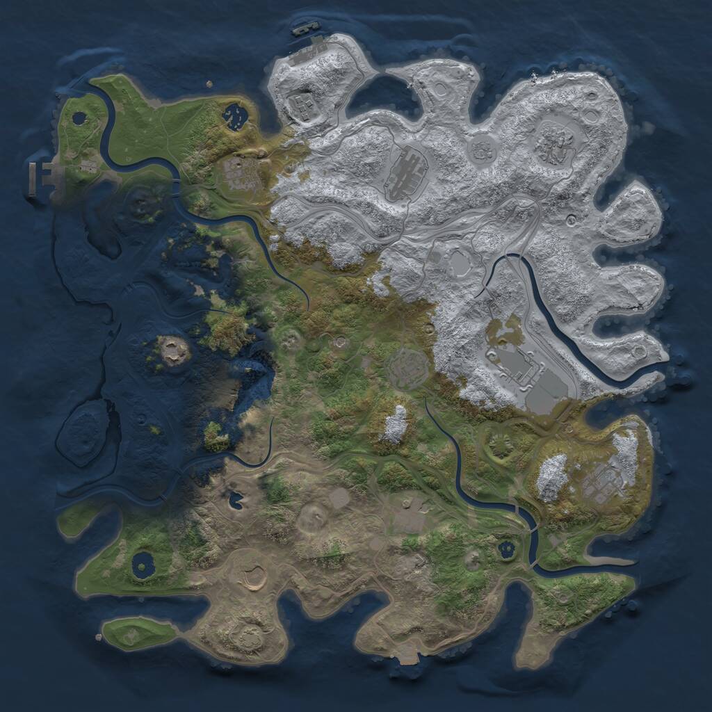 Rust Map: Procedural Map, Size: 4250, Seed: 1192796911, 17 Monuments