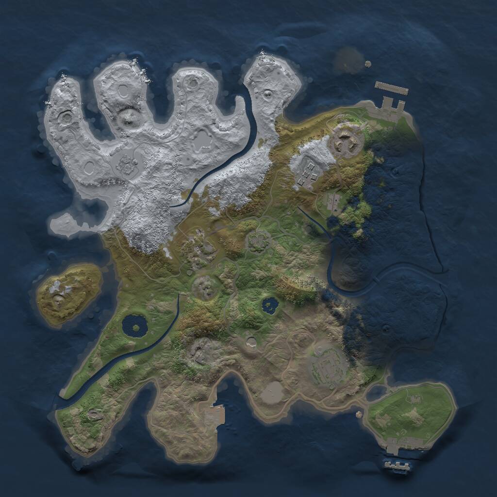 Rust Map: Procedural Map, Size: 3000, Seed: 1037419683, 10 Monuments