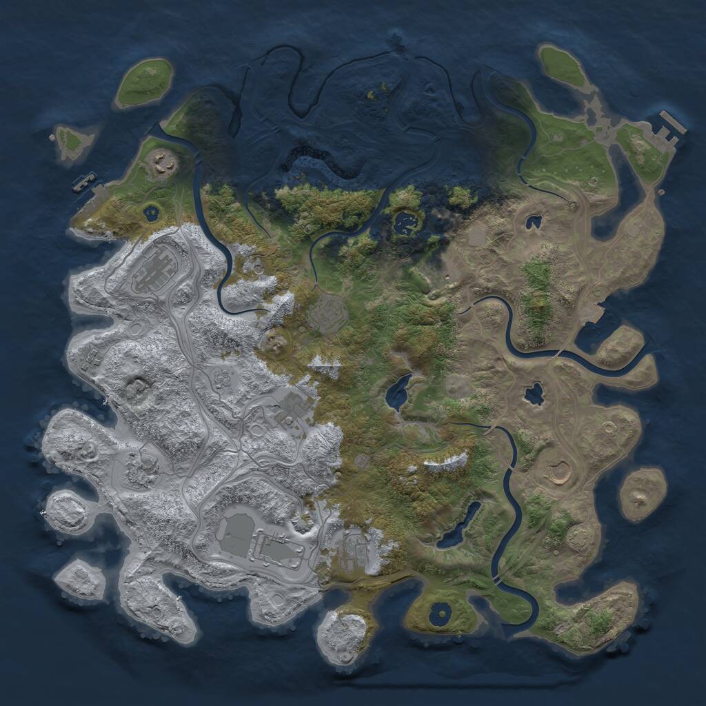 Rust Map: Procedural Map, Size: 4500, Seed: 10640775, 17 Monuments