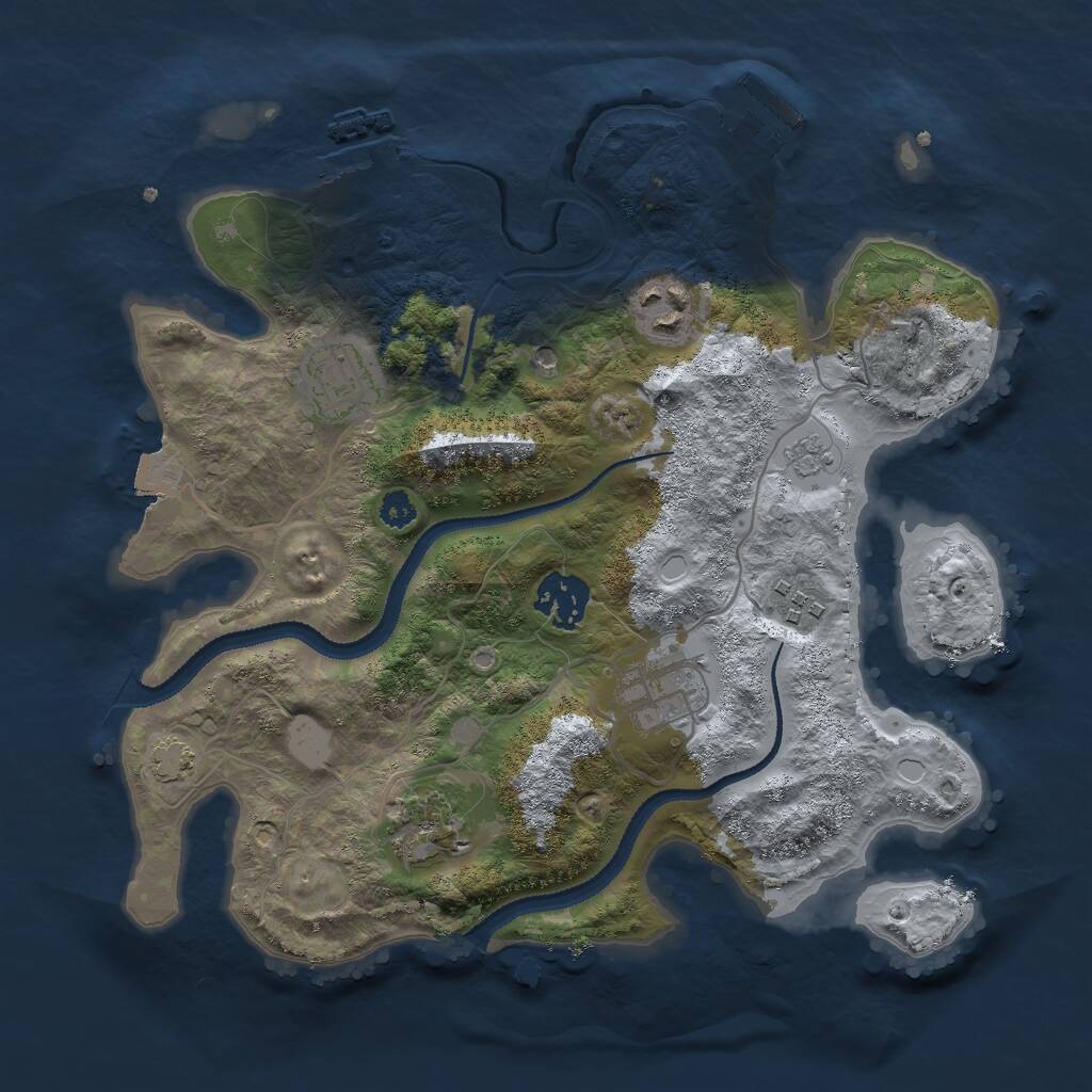 Rust Map: Procedural Map, Size: 3000, Seed: 1490551818, 12 Monuments