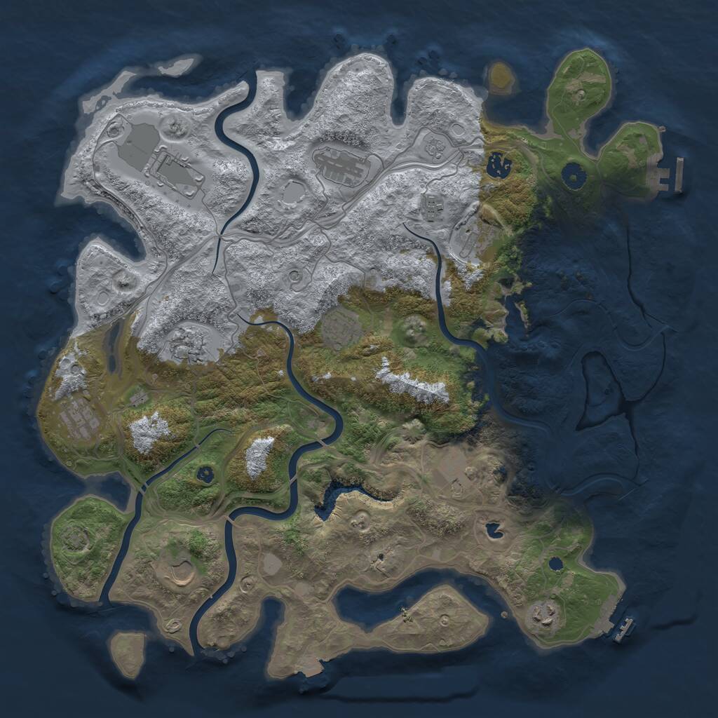 Rust Map: Procedural Map, Size: 4250, Seed: 1363750945, 17 Monuments