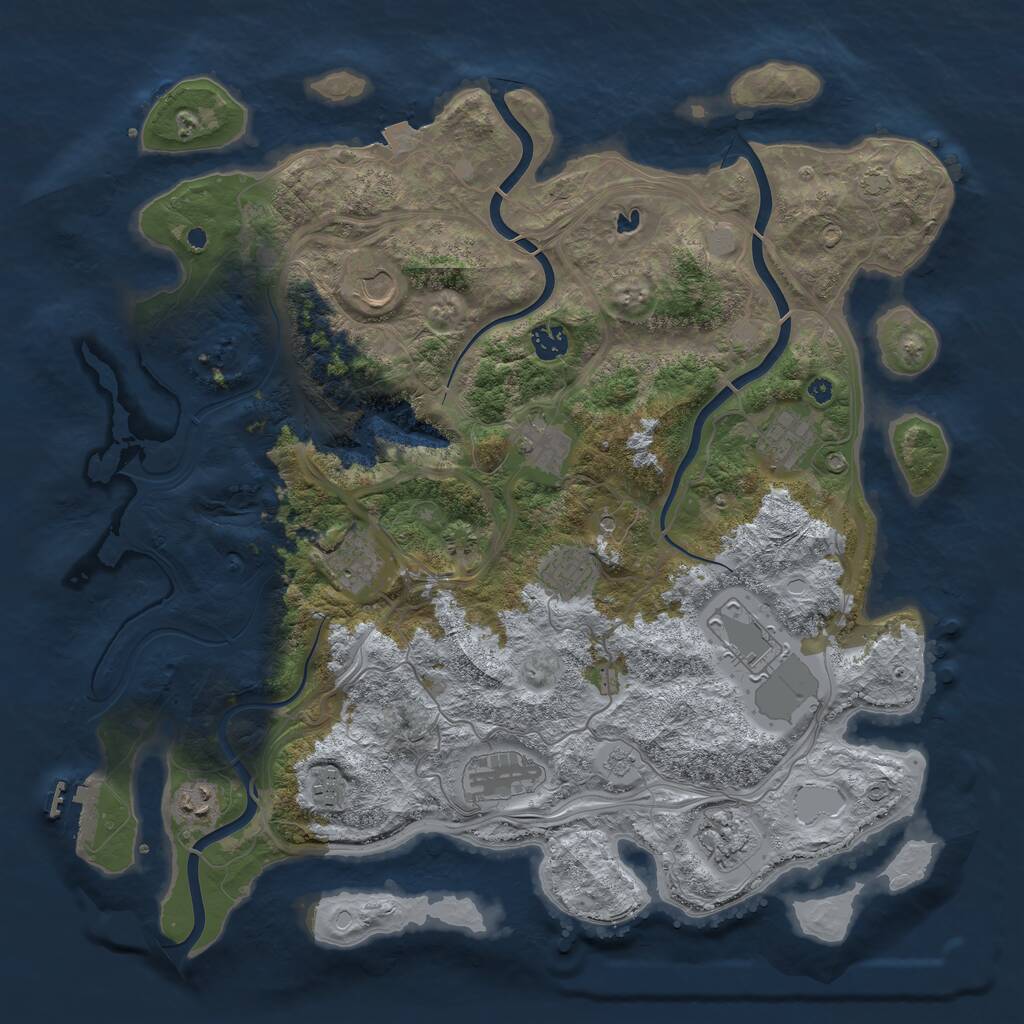 Rust Map: Procedural Map, Size: 4250, Seed: 1332866535, 16 Monuments