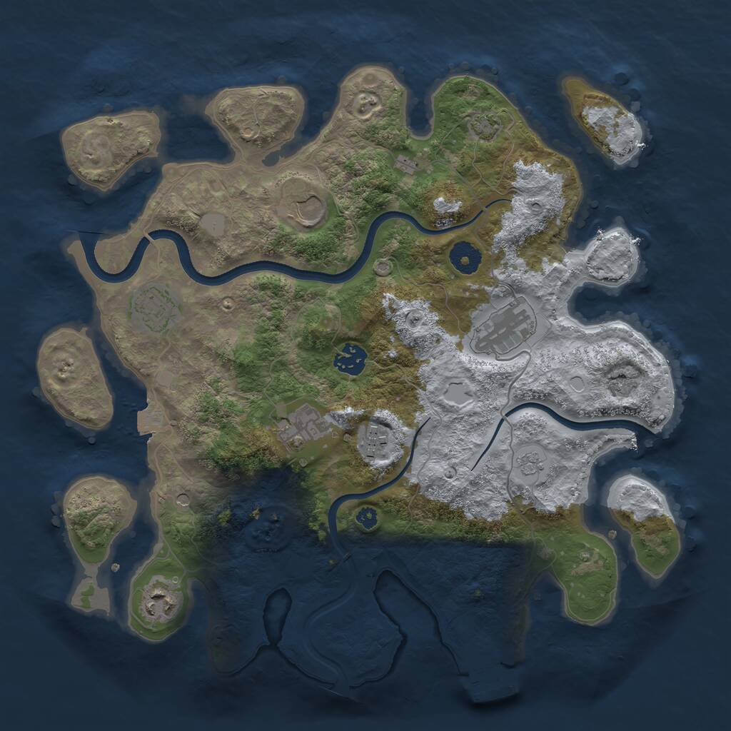 Rust Map: Procedural Map, Size: 3500, Seed: 217641698, 12 Monuments