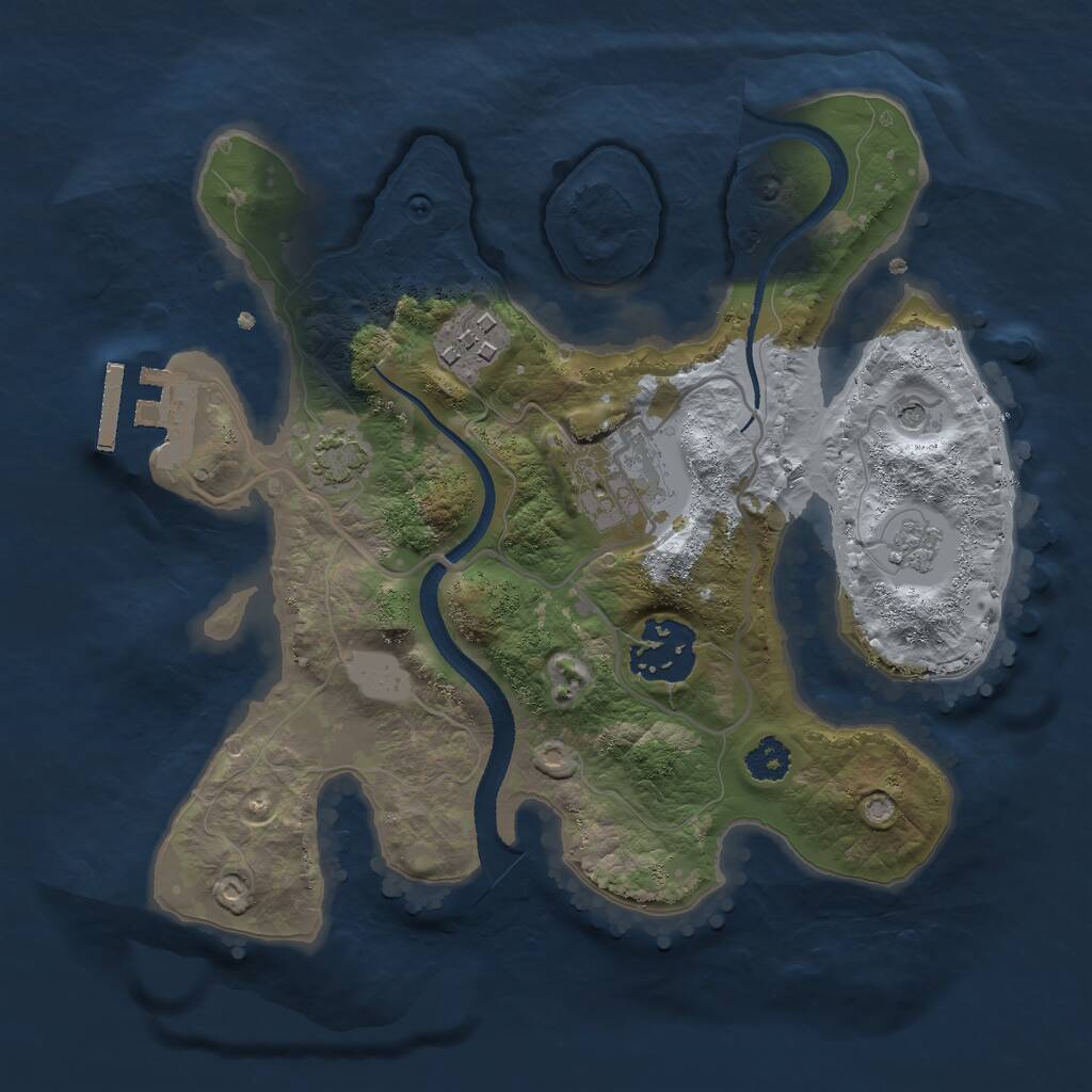 Rust Map: Procedural Map, Size: 2500, Seed: 1800529230, 8 Monuments