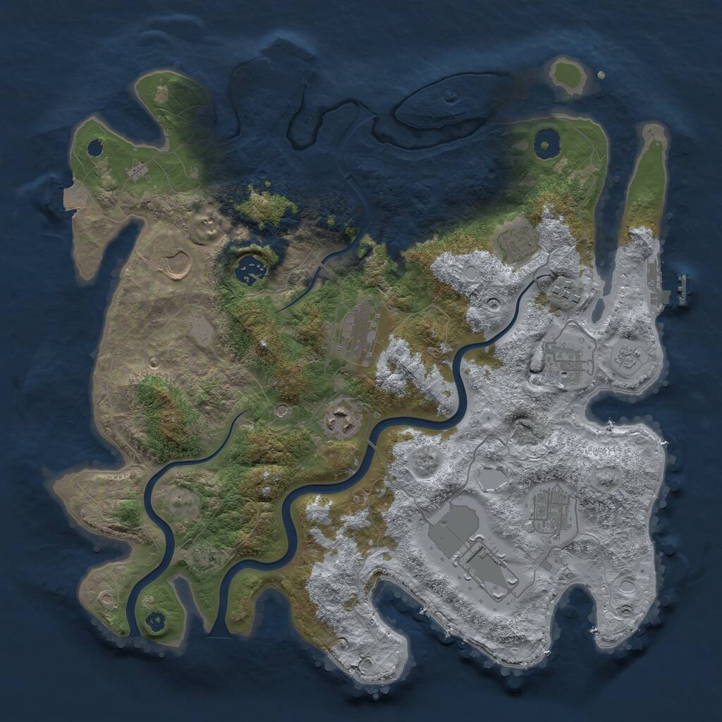 Rust Map: Procedural Map, Size: 3750, Seed: 901778481, 15 Monuments