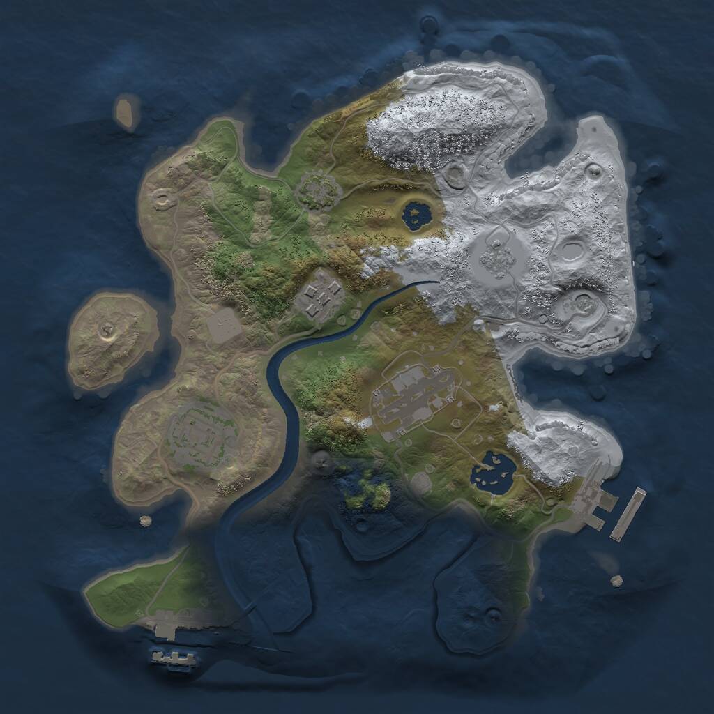 Rust Map: Procedural Map, Size: 2500, Seed: 634611491, 10 Monuments