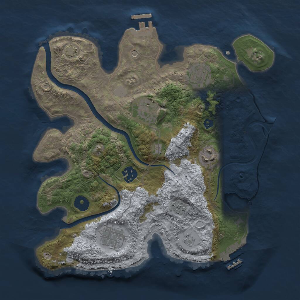 Rust Map: Procedural Map, Size: 3000, Seed: 1079333317, 12 Monuments