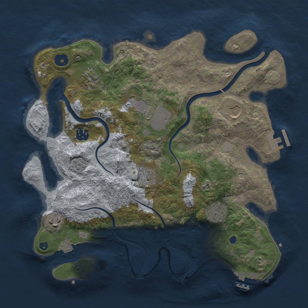 Rust Map: Procedural Map, Size: 3500, Seed: 41100022, 13 Monuments