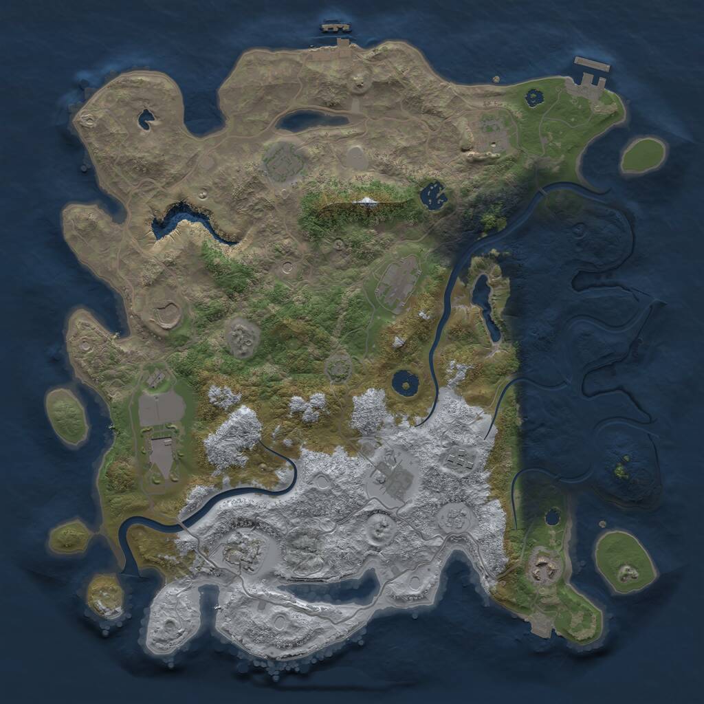 Rust Map: Procedural Map, Size: 4000, Seed: 690705990, 16 Monuments