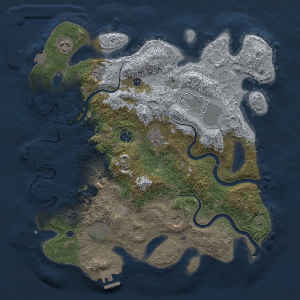 Rust Map: Procedural Map, Size: 3750, Seed: 183719735, 14 Monuments