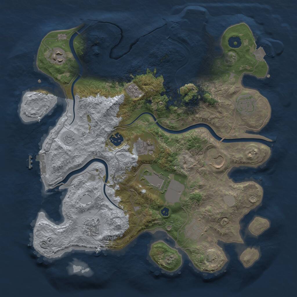 Rust Map: Procedural Map, Size: 3500, Seed: 1682154612, 15 Monuments