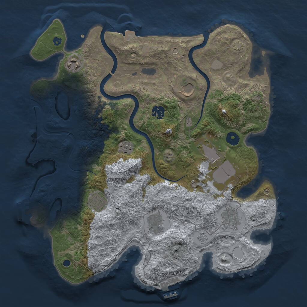 Rust Map: Procedural Map, Size: 3500, Seed: 543267, 14 Monuments