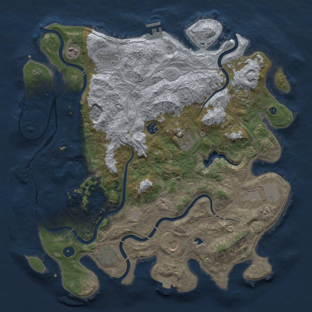 Rust Map: Procedural Map, Size: 4250, Seed: 743642555, 15 Monuments