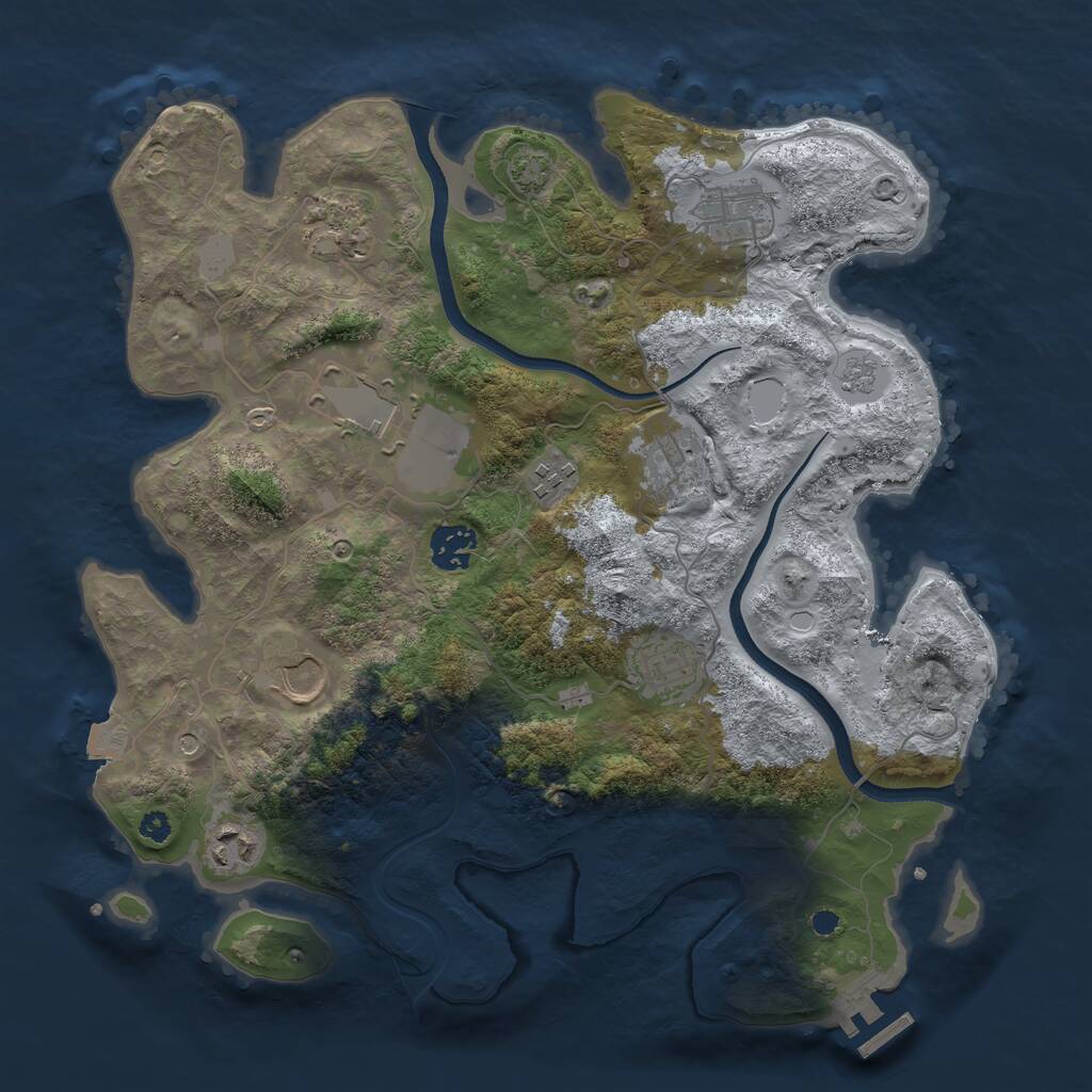 Rust Map: Procedural Map, Size: 3500, Seed: 1175425020, 14 Monuments