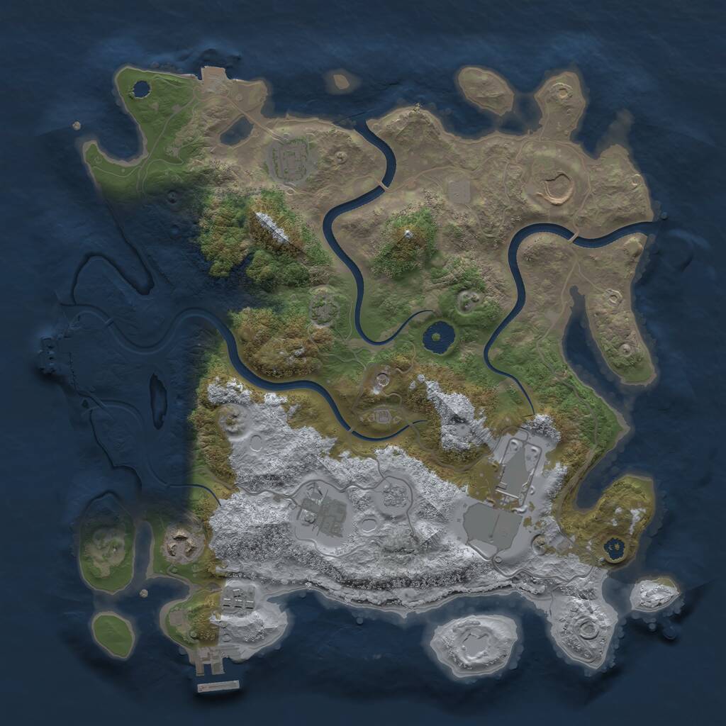 Rust Map: Procedural Map, Size: 3500, Seed: 70881364, 12 Monuments