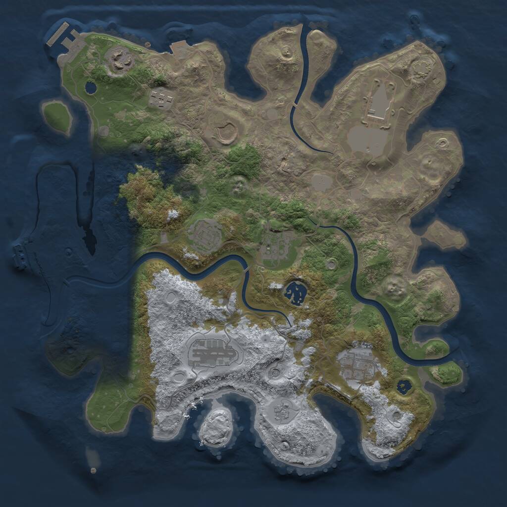 Rust Map: Procedural Map, Size: 3500, Seed: 668001680, 15 Monuments