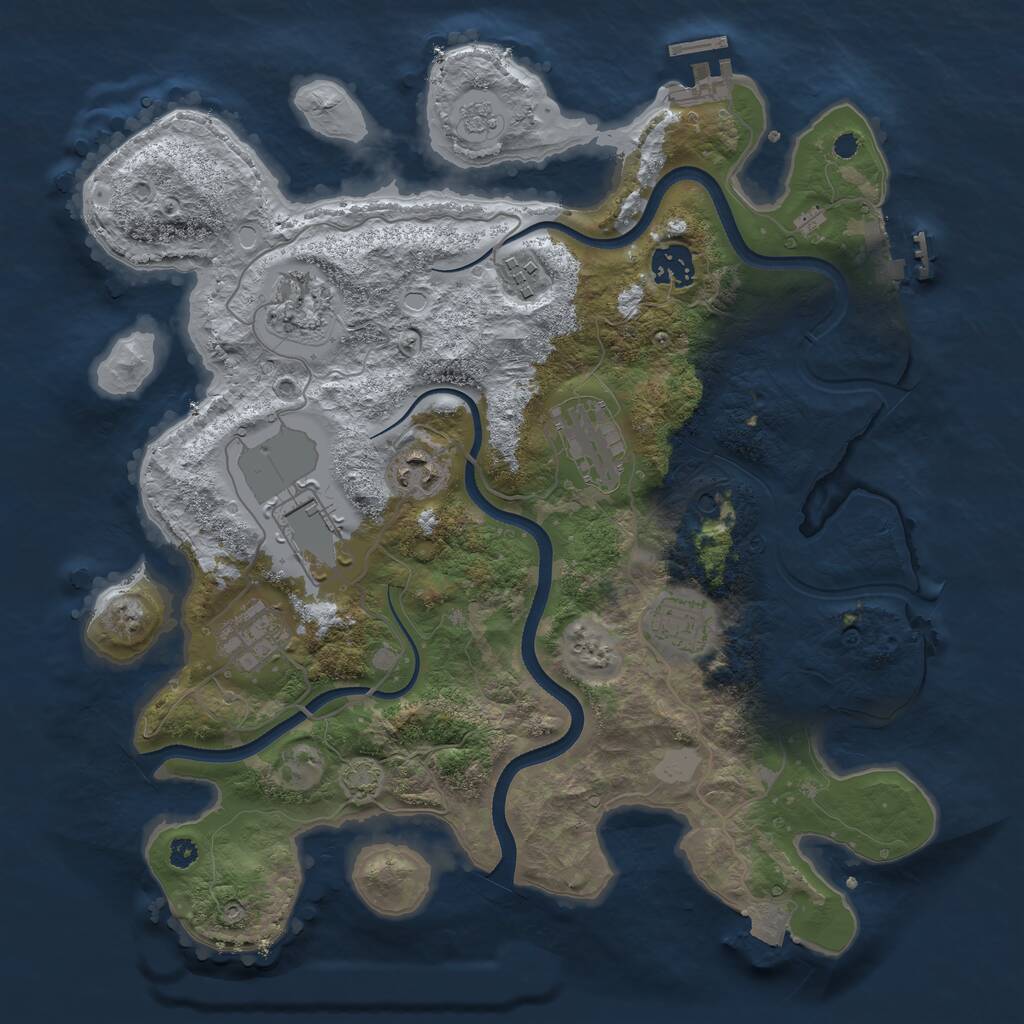 Rust Map: Procedural Map, Size: 3500, Seed: 404675089, 14 Monuments