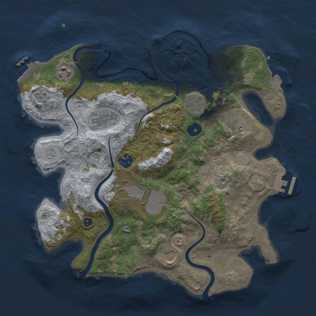 Rust Map: Procedural Map, Size: 3500, Seed: 1833625351, 14 Monuments