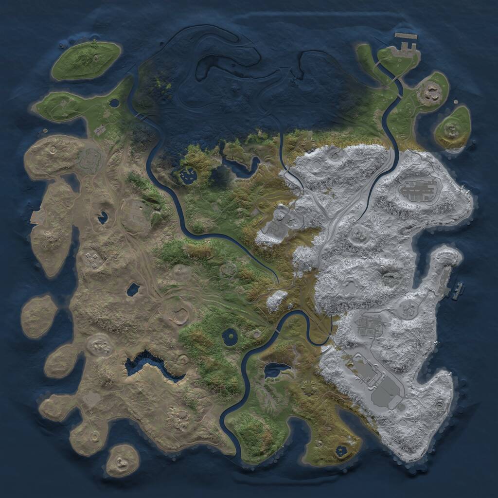 Rust Map: Procedural Map, Size: 4500, Seed: 1876929281, 17 Monuments