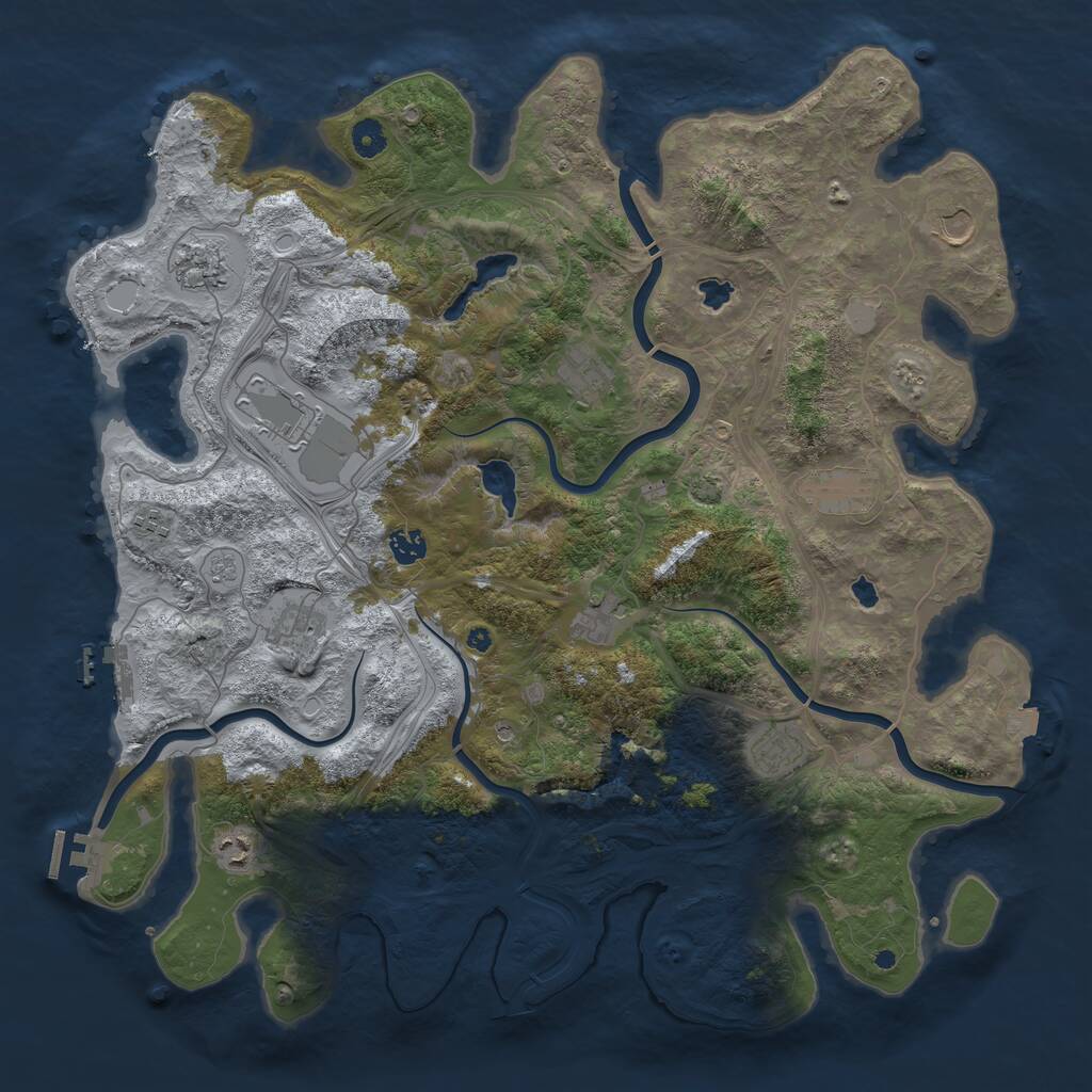 Rust Map: Procedural Map, Size: 4500, Seed: 1339927596, 17 Monuments