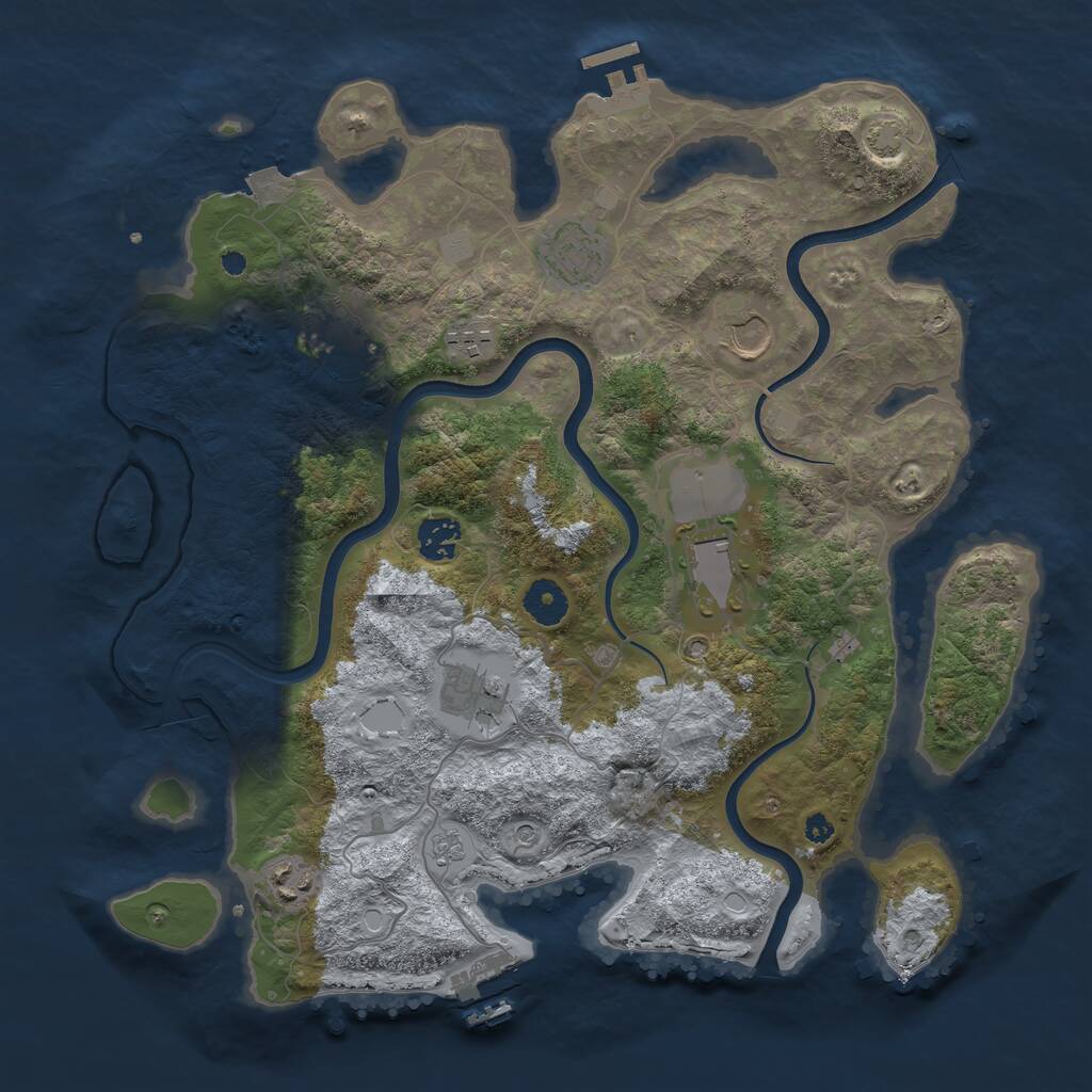 Rust Map: Procedural Map, Size: 3750, Seed: 1785430545, 14 Monuments
