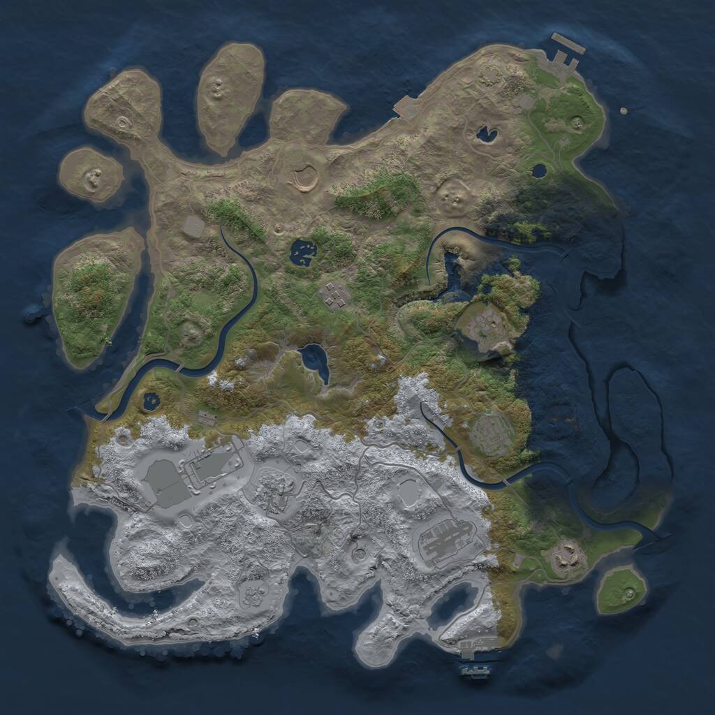Rust Map: Procedural Map, Size: 4000, Seed: 21623503, 15 Monuments