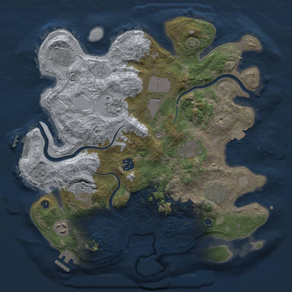 Rust Map: Procedural Map, Size: 3500, Seed: 481902801, 15 Monuments